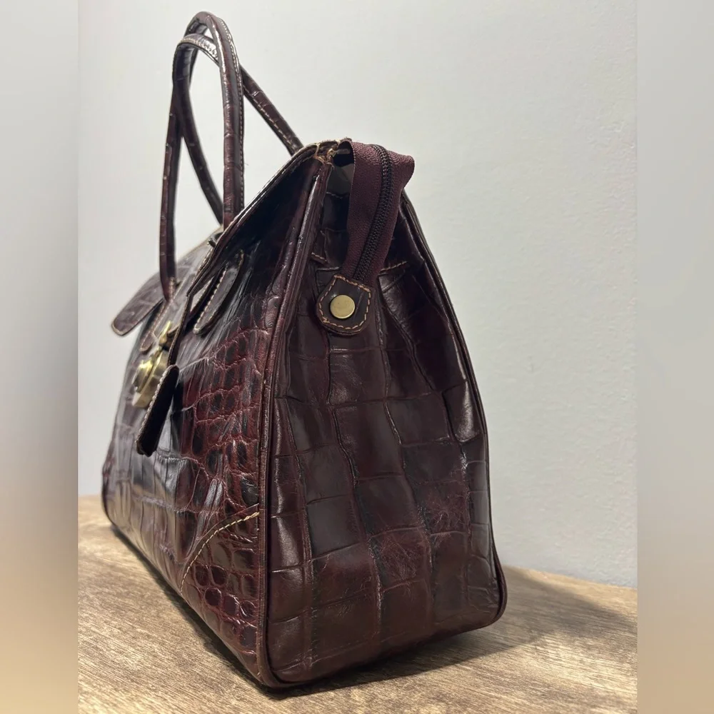 Michael Rome Croc Embossed Leather Satchel - Picture 4 of 11